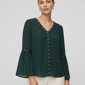 Grey & Gray Bell Sleeve Blouse